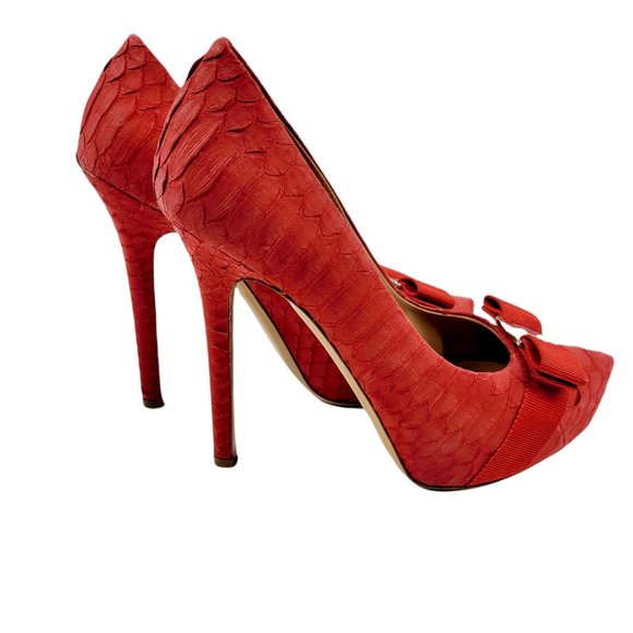 Salvatore Ferragamo Suede Trilly Python Platform Stiletto - Picture 5 of 10